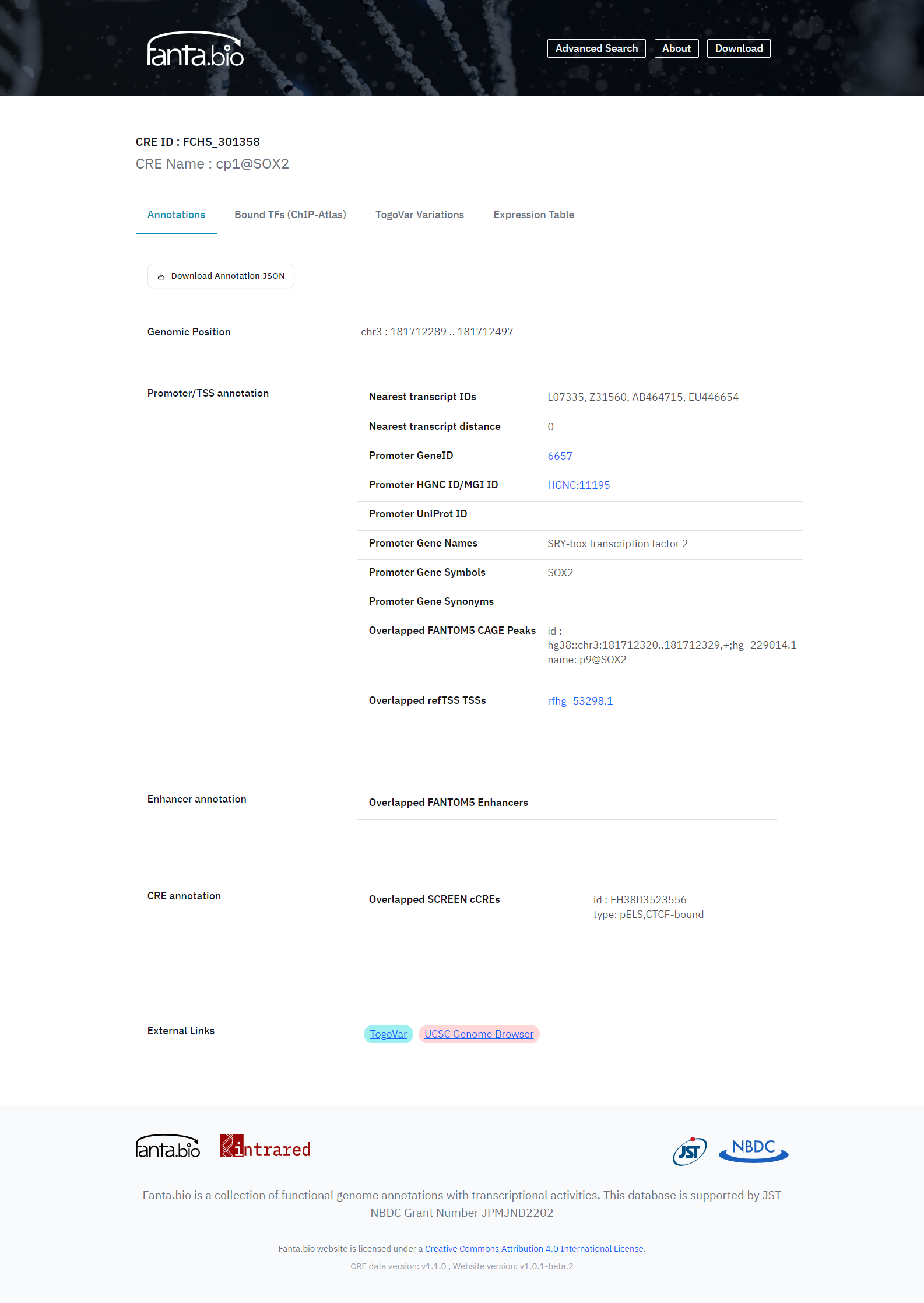 CRE record page